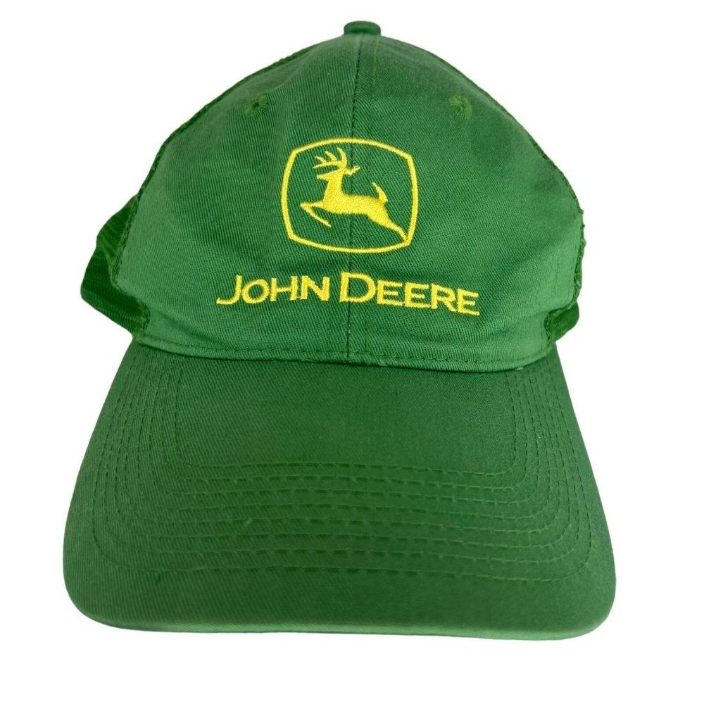 Vintage John Deere Trucker Hat Green Mesh Yellow Patch Snapback MPC Promotions